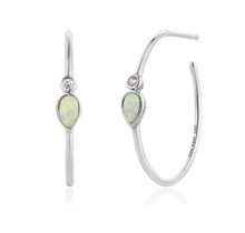 Load image into Gallery viewer, Ania Haie Opal Colour Raindrop Silver Hoop Earrings