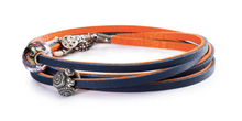 Load image into Gallery viewer, Trollbeads Leather Bracelet Orange/Navy