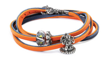 Load image into Gallery viewer, Trollbeads Leather Bracelet Orange/Navy
