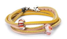 Load image into Gallery viewer, Trollbeads Leather Bracelet Yellow/Pink