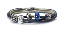 Load image into Gallery viewer, Trollbeads Leather Bracelet Dark Blue/Light Grey