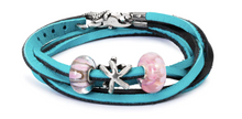 Load image into Gallery viewer, Trollbeads leather bracelet Cyan/Key