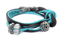 Load image into Gallery viewer, Trollbeads leather bracelet Cyan/Key