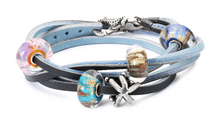 Load image into Gallery viewer, Trollbeads leather bracelet light blue/dark grey