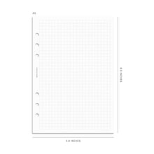 Load image into Gallery viewer, Cloth &amp; Paper - Graph Note Planner Inserts: A5 6-Ring Punch
