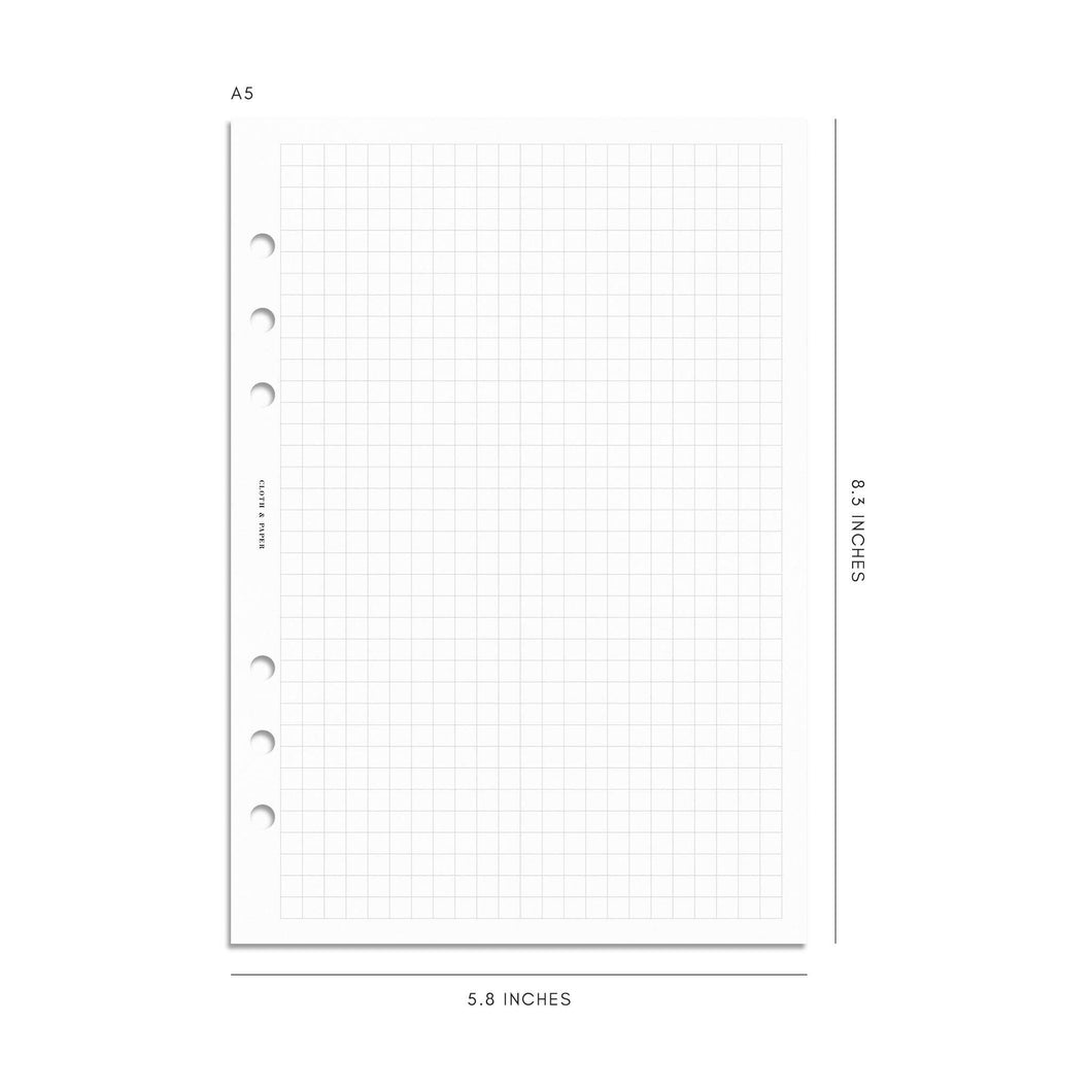 Cloth & Paper - Graph Note Planner Inserts: A5 6-Ring Punch