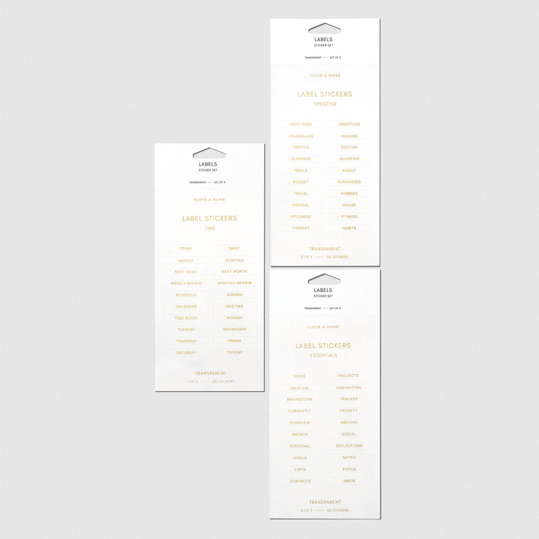 Cloth & Paper - Clear Label Stickers: Gold