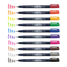 Load image into Gallery viewer, Tombow - Fudenosuke Colors Calligraphy Brush Pens - 10-Pack
