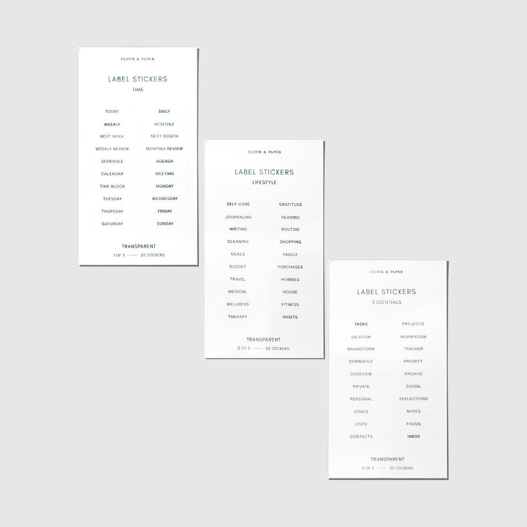 Cloth & Paper - Clear Label Stickers | Legend: Clear Label Stickers | Legend