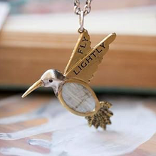 Load image into Gallery viewer, Waxing Poetic Fly Lightly Hummingbird Pendant
