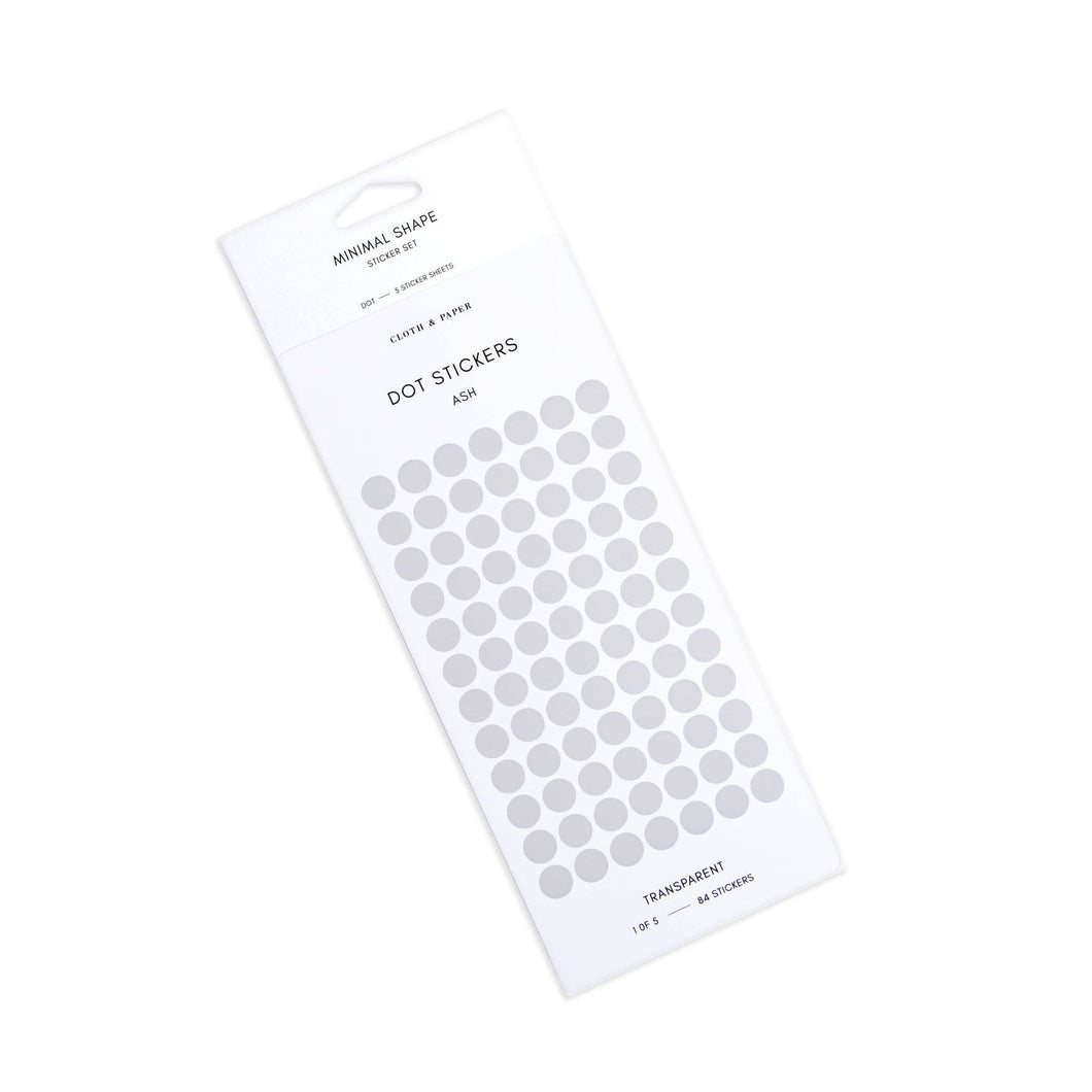 Cloth & Paper - Minimal Shape Sticker Set | Transparent | Dots-Ash