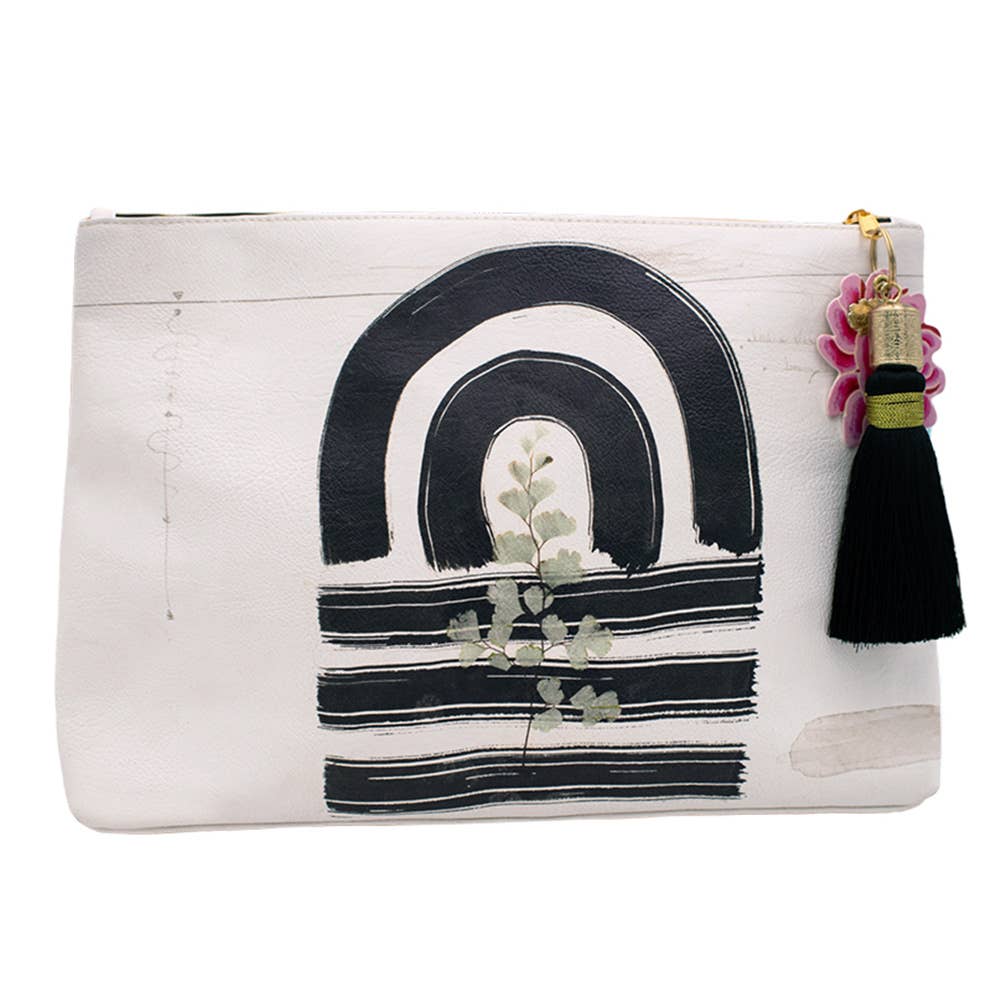 PAPAYA - Large Tassel Pouch - Ink Arches