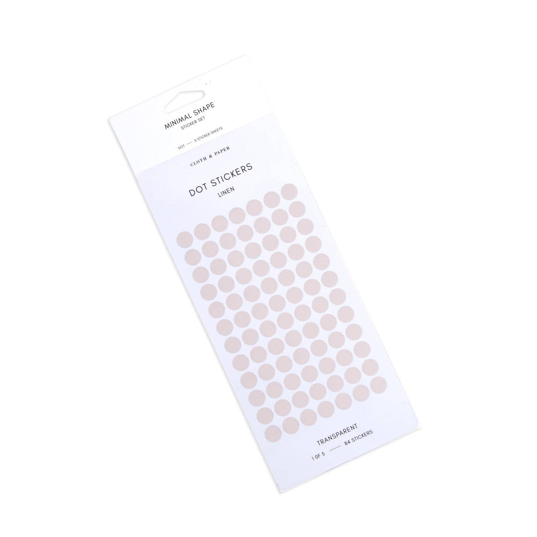 Cloth & Paper - Minimal Shape Sticker Set | Transparent | Dots-Linen