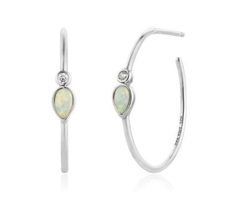 Ania Haie Opal Colour Raindrop Silver Hoop Earrings