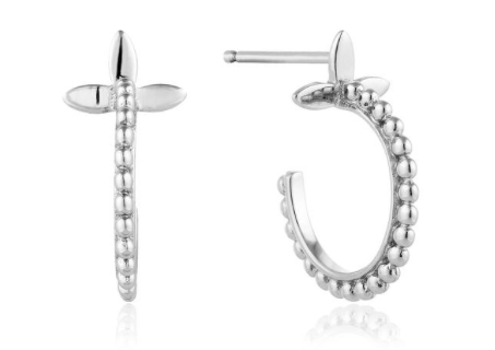 Ania Haie Silver Modern Beaded Hoop Earrings