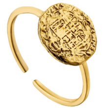Load image into Gallery viewer, Ania Haie Gold-Plated Sterling Silver Emblem Adjustable Ring
