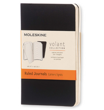 Load image into Gallery viewer, Moleskine Volant Journal, Soft Cover, XS (2.5&quot; x 4&quot;) Ruled/Lined, Black, 56 Pages Set of 2
