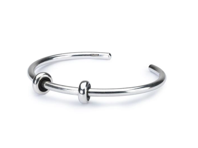 Trollbeads STERLING SILVER BANGLE WITH 2 X SILVER SPACERS