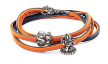 Load image into Gallery viewer, Trollbeads Leather Bracelet Orange/Navy
