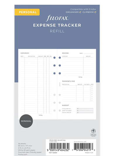 Filofax Expense tracker Refill-Personal