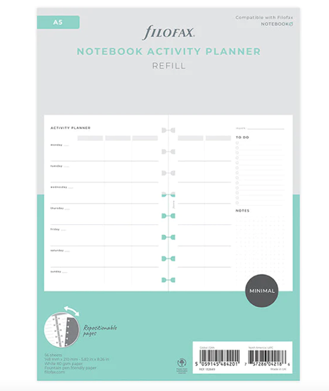 Filofax Notebook Activity Planner Refill-A5