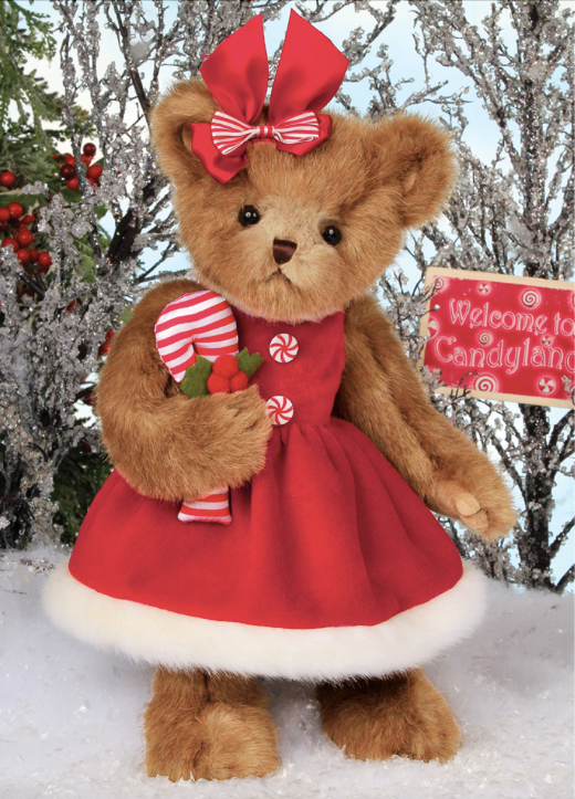 Bearington Christmas Bear-Christa Cane