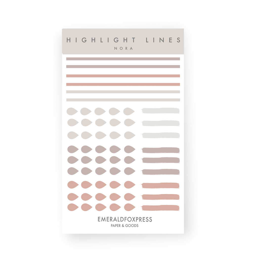 Emerald Fox Press LP - Nora Highlight Lines - Planner Sticker Sheet