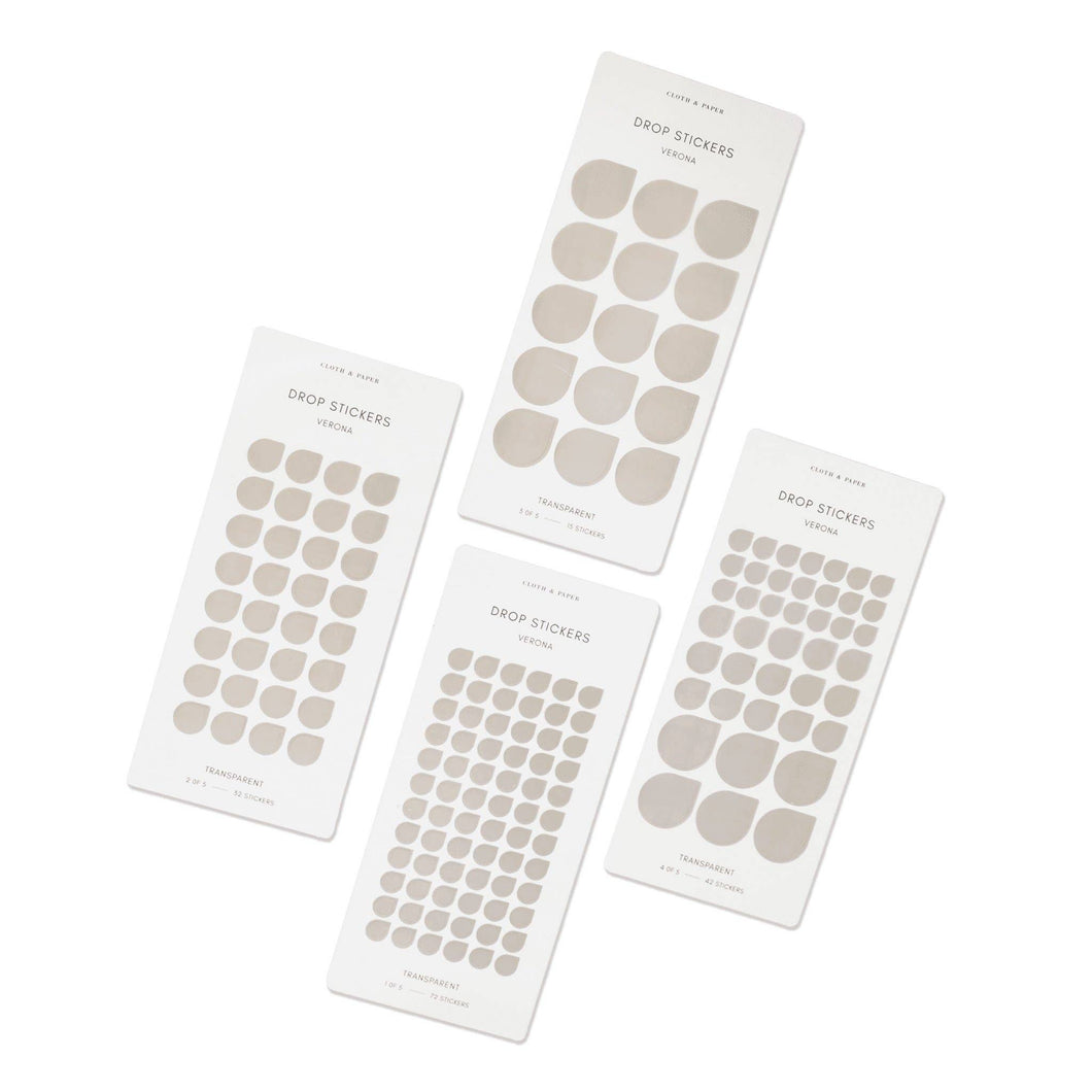 Cloth & Paper - Minimal Shape Sticker Set | Transparent | Drops | Verona