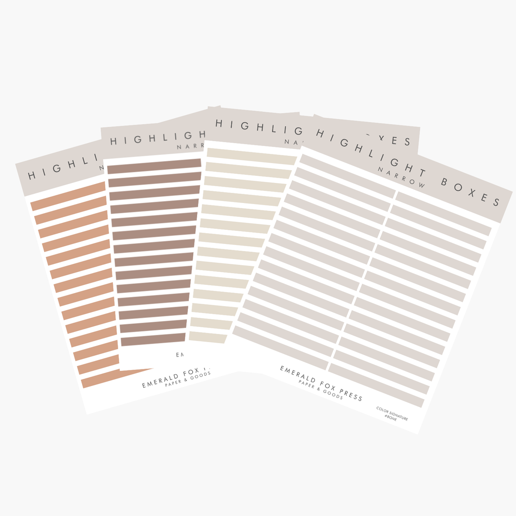 EFP - Earth Tone Narrow Highlight Boxes - Planner Sticker