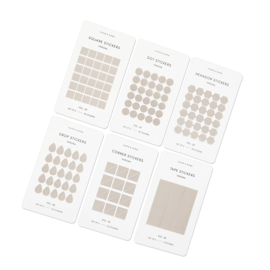 Cloth & Paper - Mini Shape Sticker Set | Transparent | Verona